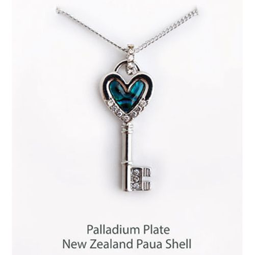 Paua & Crystal Palladium Plate Key Pendant