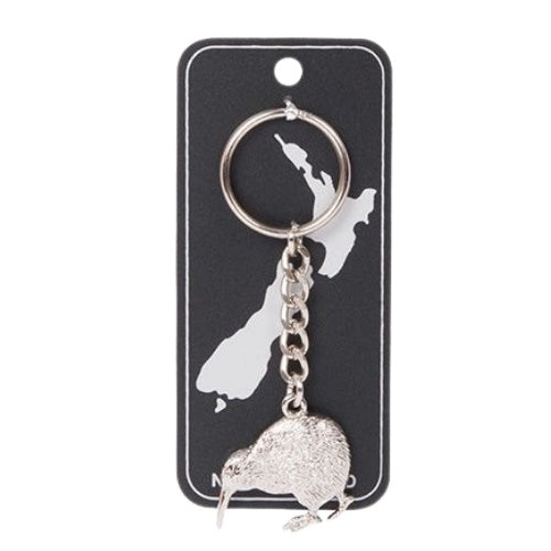 Silver 3D Kiwi Metal Keyring