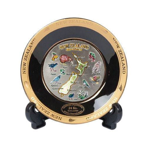 NZ Birds & Map Plate with Stand - 11cm