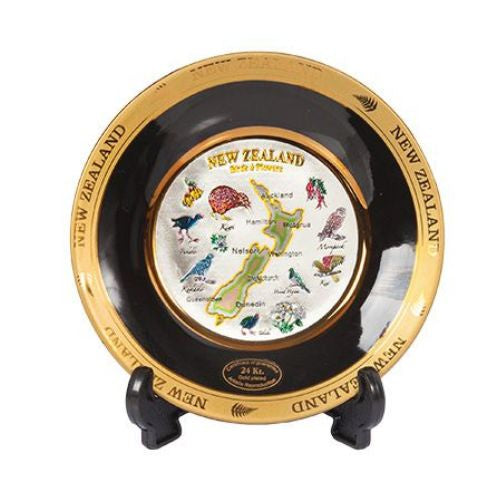 NZ Birds & Map Plate with Stand - 15cm
