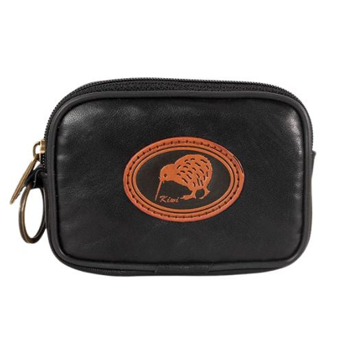 Kiwi Coin Purse with Keyring - Black