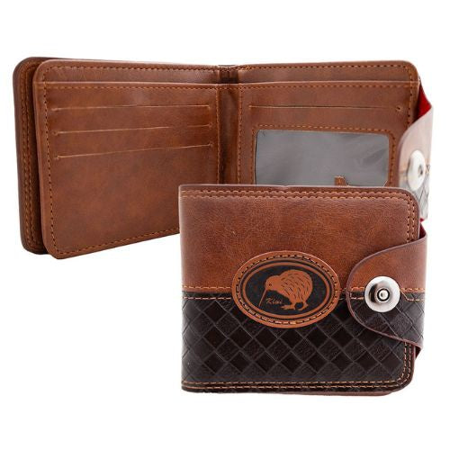 Mens NZ Kiwi Brown Wallet with Magnet Clasp