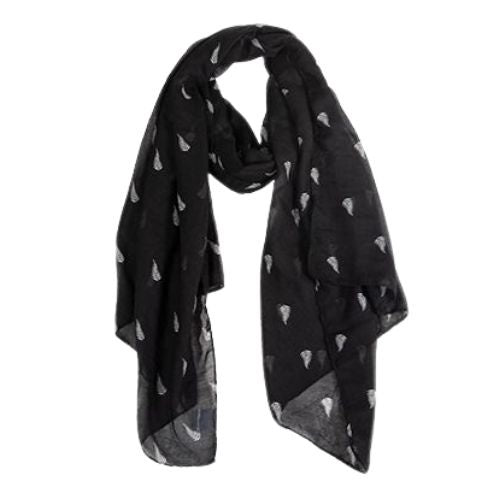 Black Scarf with White Ferns