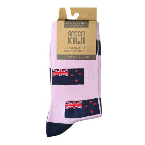 Womens Bamboo Socks - NZ Flag Pink