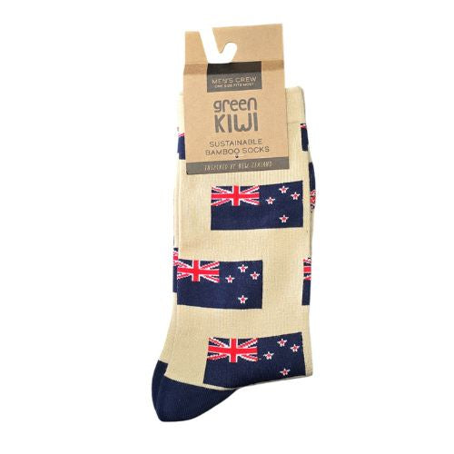 Mens Bamboo Socks - NZ Flag Cream