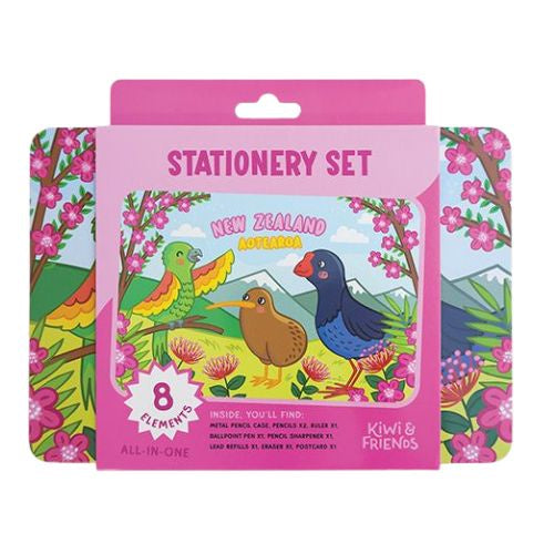 NZ Kiwi Friends Stationary Set - Pink
