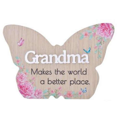 Floral Butterfly Plaque - Grandma