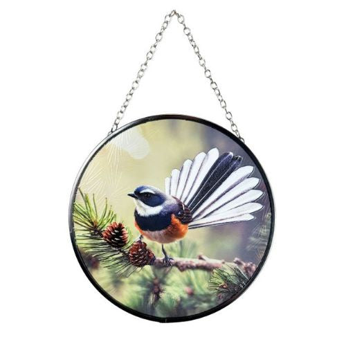 Native Bird Glass Sun Catcher - Fantail