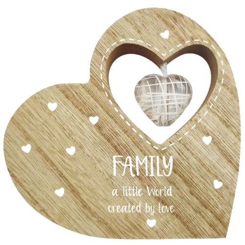 Wooden Sitting Heart Family