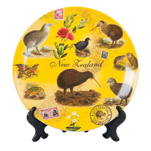 Kiwi New Zealand Yellow Plate with Stand - 17.5cm