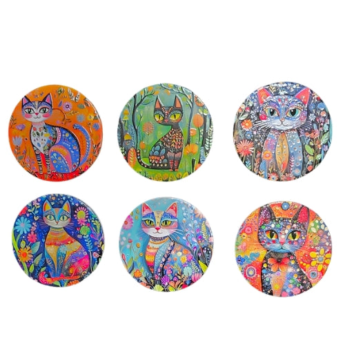 Cat Ceramic Embossed Coaster Set - 6pc