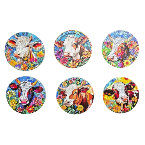Cow Ceramic Embossed Coaster Set - 6pc