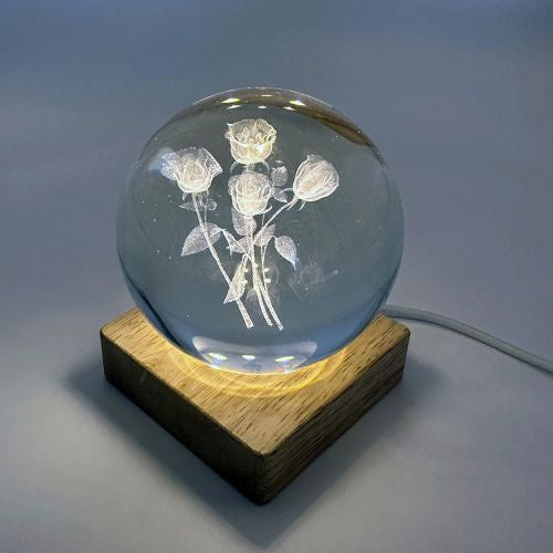 Roses Crystal Ball with Light