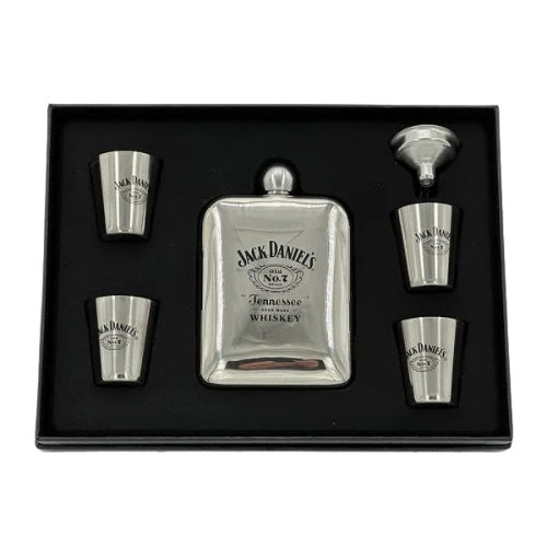 Jack Daniels Hip Flask Set - Silver