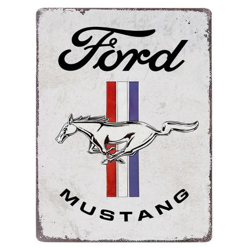Ford Mustang White Tin Sign