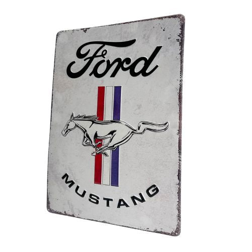 Ford Mustang White Tin Sign