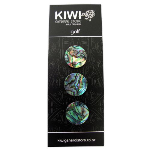 Wooden Golf Markers with Paua - 3pk