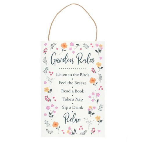 Garden Rules Hanging Sign - 30cm
