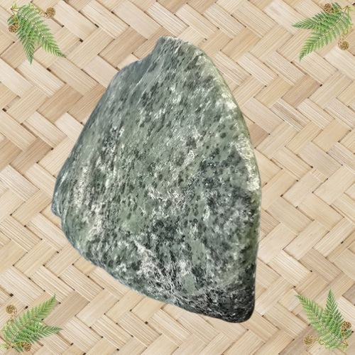 NZ Greenstone Polished Rock - Koru & Fern