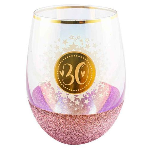 Glitterati Stemless Wine Glass - 30th