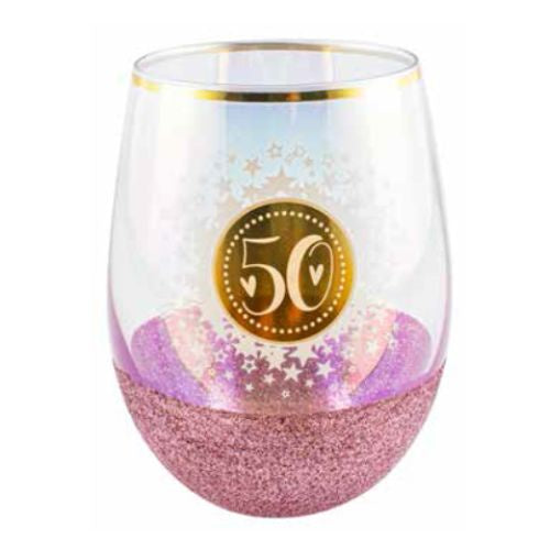 Glitterati Stemless Wine Glass - 50th