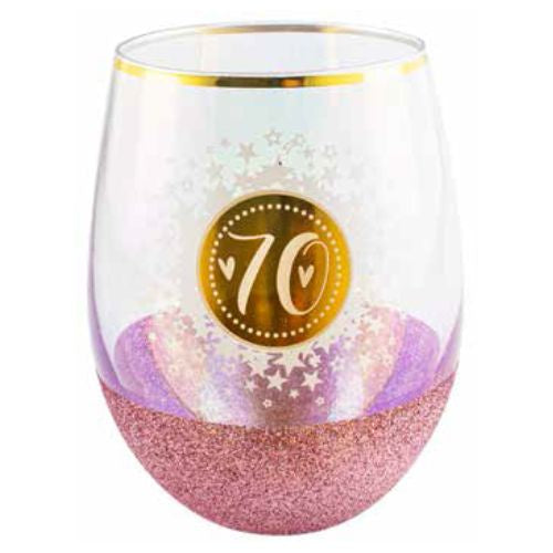 Glitterati Stemless Wine Glass - 70th