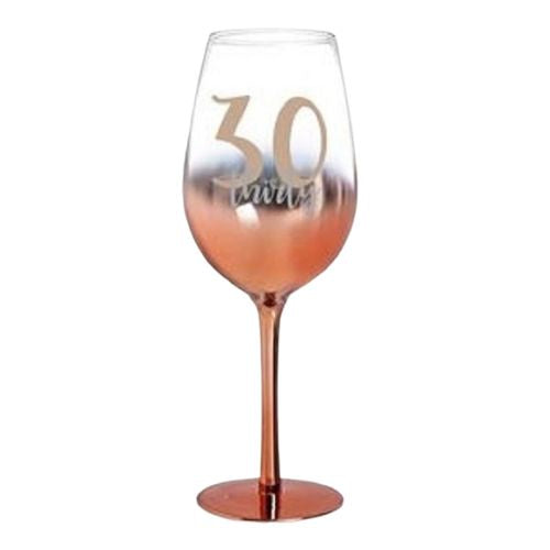 Rose Gold Ombre Stem Wine Glass - 30th