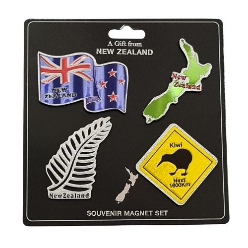 Map Flag Fern Kiwi Magnet - 4pk