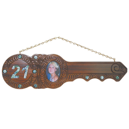Paua Inlaid Hand Carved 21st Key