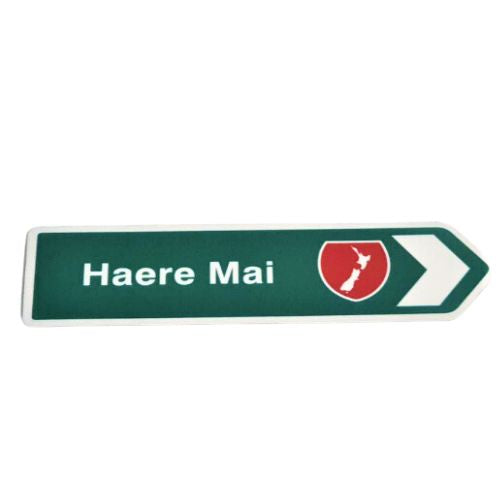 Haere Mai Roadsign Magnet Green