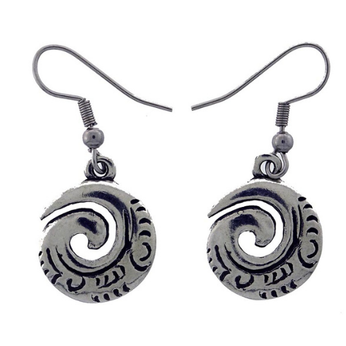 Spiral Koru Open Pewter Earrings