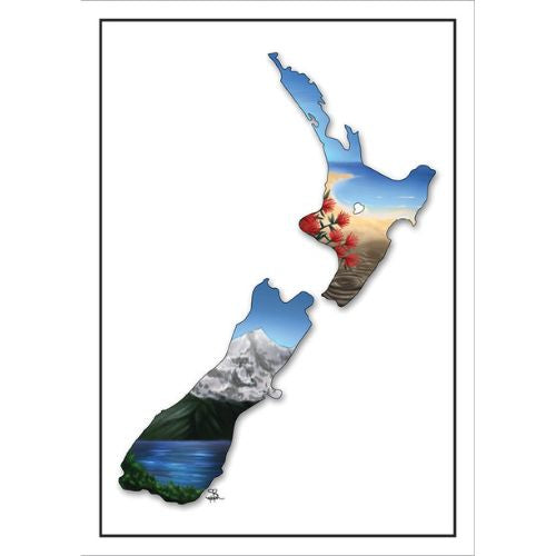 Sophie Blokker Greeting Card - New Zealand Map