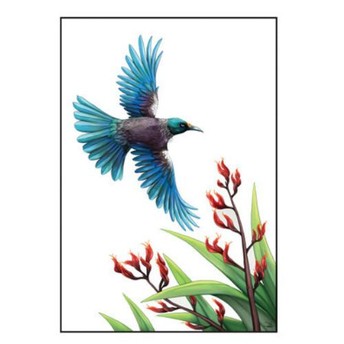 Sophie Blokker Greeting Card - New Zealand Tui in Flight