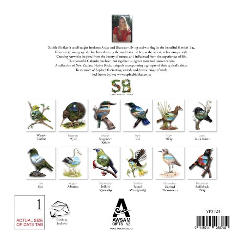 Sophie Blokker New Zealand Natives Birds Eye View Wall Calendar - 2027