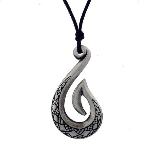 Engraved Hook Pewter Pendant