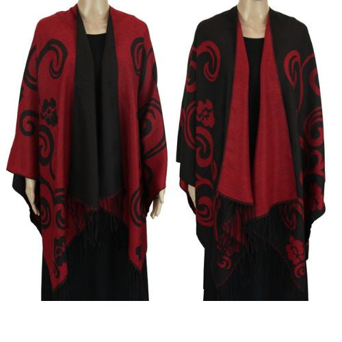 Red Curls Reversable Cape with Tassels