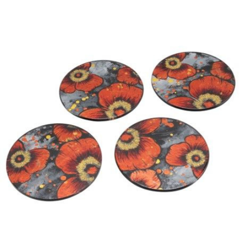 Poppy Flower Coaster Set