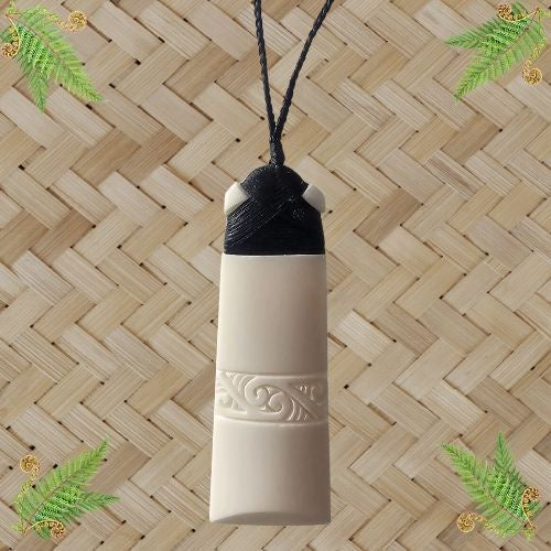 Bone Toki Engraved Koru Pendant - 100mm