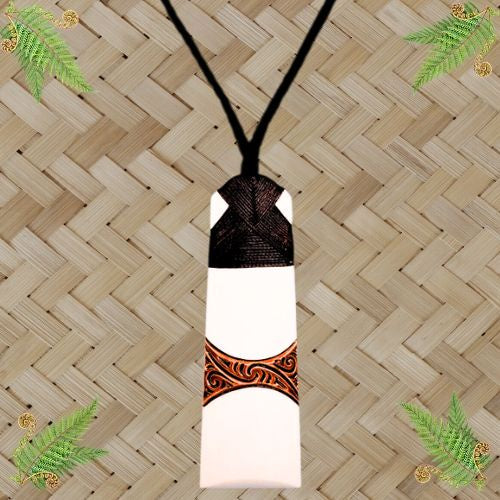 Bone Toki Pendant with Stain - 100mm