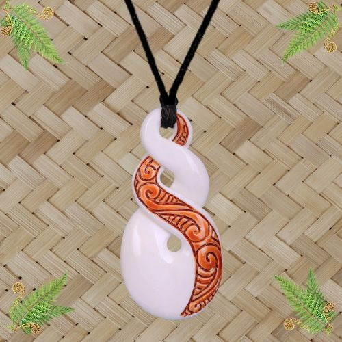 Double Twist Bone Pendant with Stain - 80mm