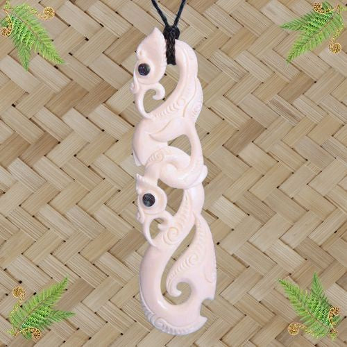 Bone Double Manaia Pendant - 140mm