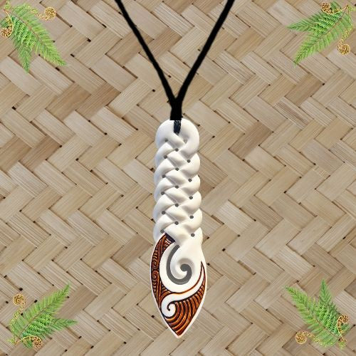 Multi Twist Bone Pendant with Stain - 136mm
