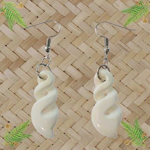 Bone Double Twist Earrings - 32mm