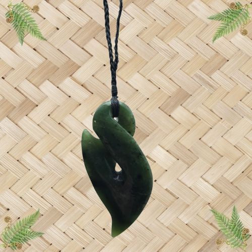 NZ Greenstone Twist Pendant - 75mm