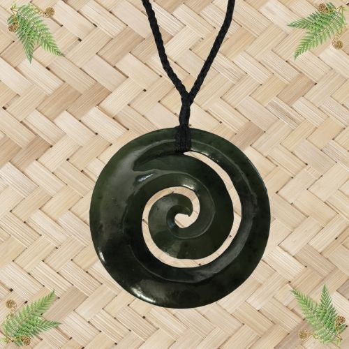 NZ Greenstone Closed Koru Pendant - 62mm