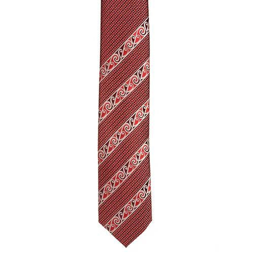 Maori Neck Tie - Red with Kowhaiwhai