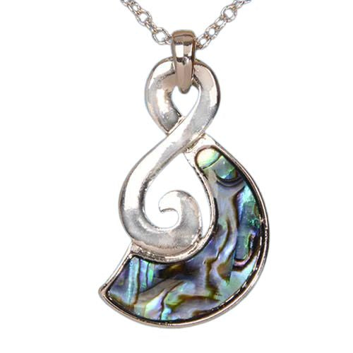 Paua & Rhodium Single Twist Pendant - 35mm