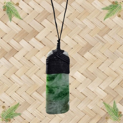 NZ Greenstone Toki Pendant with Binding - 63mm