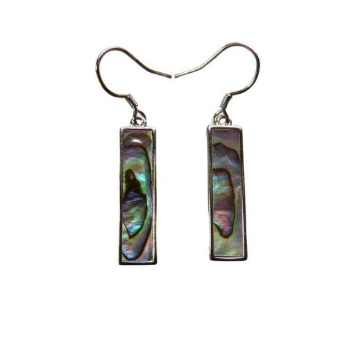 Sterling Silver & Paua Rectangle Earrings - 25mm