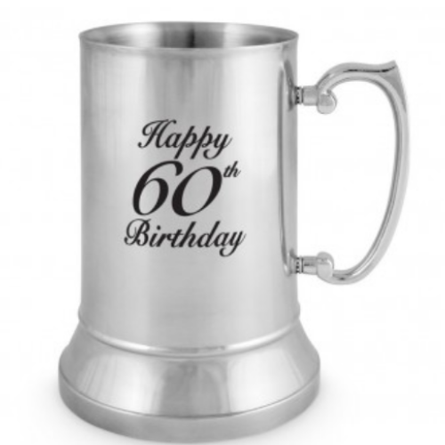 Stainless Steel Beer Tankard - Happy 60th